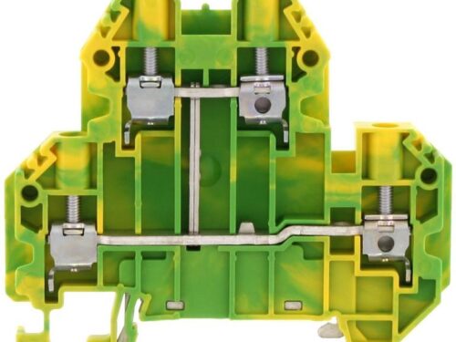 Borne de raccordement vissée - 2 étages - Contaclip - 4 mm² - Vert-Jaune
