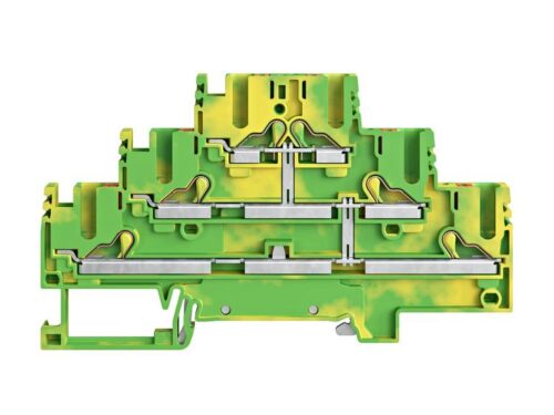 Borne de raccordement push-in - 3 étages - Contaclip - 2.5 mm² - Vert-Jaune