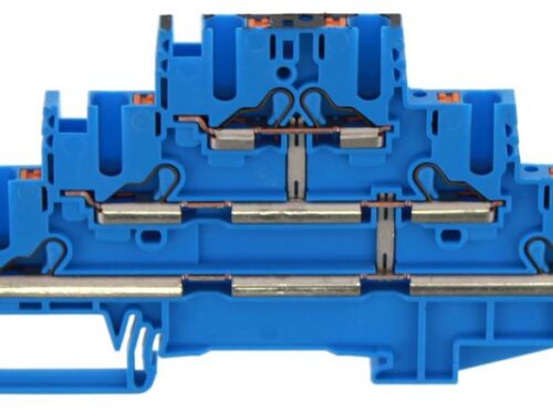 Borne de raccordement push-in - 3 étages - Contaclip - 2.5 mm² - Bleu