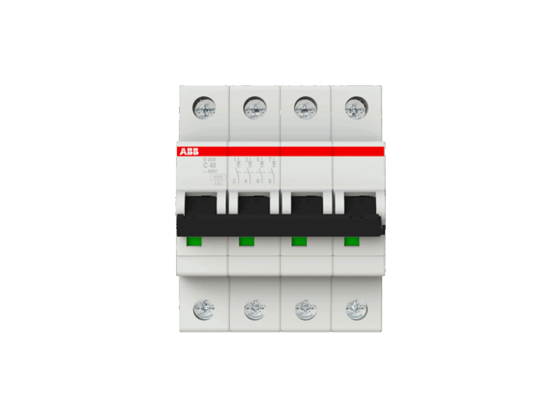 Disjoncteur modulaire S204 courbe D ABB - 4P - 6kA - 40A | REF ABB352467