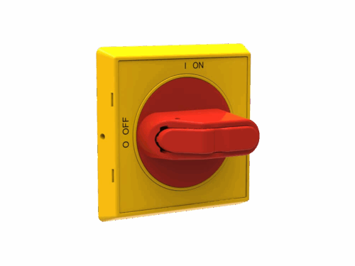 Poignée sélecteur rouge/jaune ABB - Fixation centrale - OT 16 à 125A | REF ABB941226