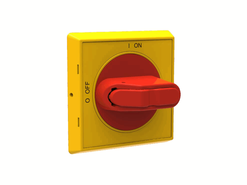 Poignée sélecteur rouge/jaune ABB - Fixation centrale - OT 16 à 125A | REF ABB941226