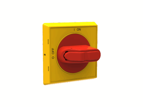 Poignée sélecteur rouge/jaune ABB - Fixation centrale - OT 16 à 40A | REF ABB941242