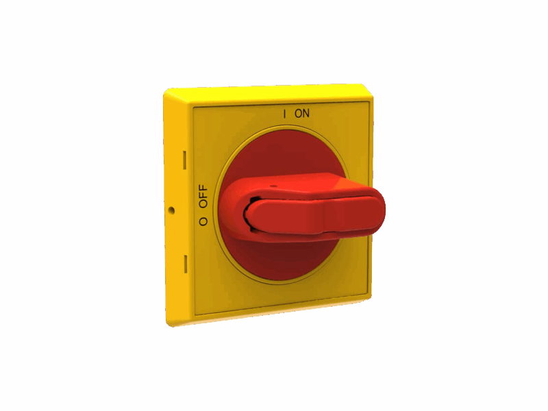 Poignée sélecteur rouge/jaune ABB - Fixation centrale - OT 16 à 40A | REF ABB941242