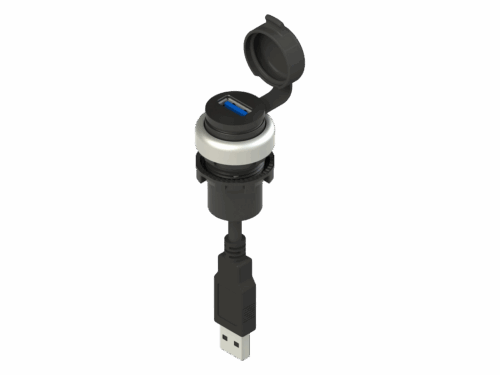 Prise USB 3.0 Type A Femelle - Sortie câble 3m Pizzato | REF E2 1USB9AN3