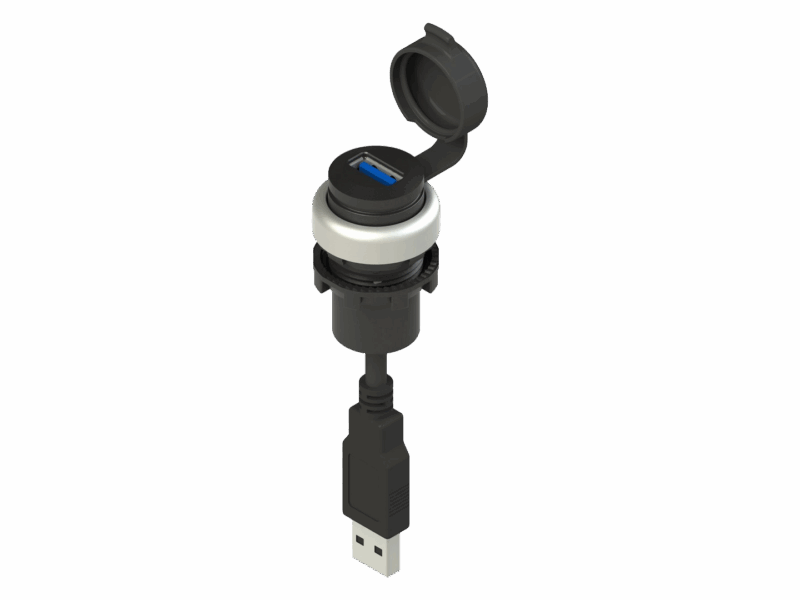 Prise USB 3.0 Type A Femelle - Sortie câble 3m Pizzato | REF E2 1USB9AN3